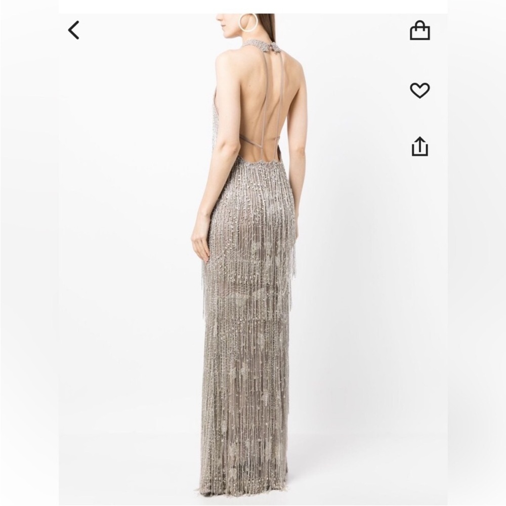 $6,995 Rachel Gilbert Dante Crystal Embellished Fringed Gown - Picture 5 of 13